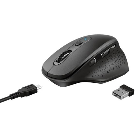 23812 TRUST RATÓN OZAA INALÁMBRICO ERGONÓMICO DIESTROS 2400DPI RECARGABLE USB 6 BOTONES NEGRO