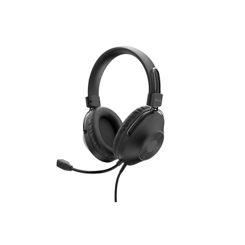 24132 TRUST AURICULARES OZZO JACK 3.5MM CON MICRÓFONO AJUSTABLE NEGRO