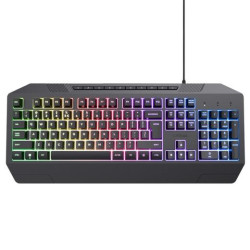 24998 TRUST TECLADO GTX 836 EVOCX GAMING CABLE USB MULTIMEDIA LUCES RAINBOW LED NEGRO