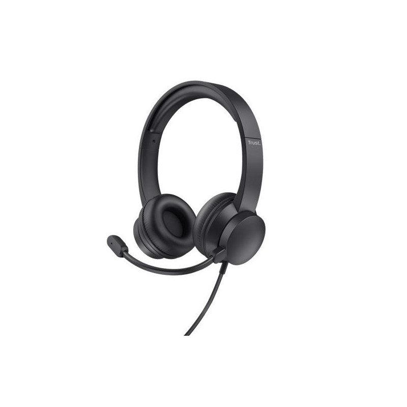 25087 TRUST AURICULARES AYDA ESTÉREO JACK 3.5MM CON MICRÓFONO AJUSTABLE NEGRO