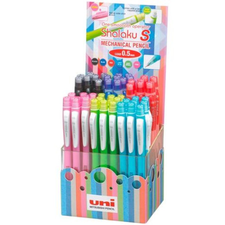 096065000 UNIBALL PORTAMINAS ROLLERBALL SHALAKU S M7-228/4D 0.7 C/GOMA EXPOSITOR 48 UD C/SURTIDOS