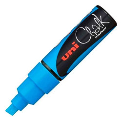 140152000 UNIBALL MARCADOR DE TIZA LÍQUIDA CHALK PWE-8K PUNTA BISELADA AZUL CLARO