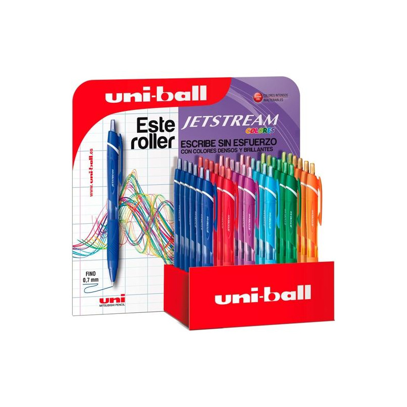 182634290 UNIBALL ROLLERBALL JETSTREAM SXN-150C/3D RETRÁCTIL 0.7MM COLORES SURTIDOS EXPOSITOR 36 UD