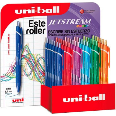 182634290 UNIBALL ROLLERBALL JETSTREAM SXN-150C/3D RETRÁCTIL 0.7MM COLORES SURTIDOS EXPOSITOR 36 UD