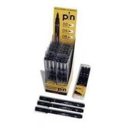 182634325 UNIBALL MARCADOR PERMANENTE PINOX-200/12P CALIBRADO 0.2/0.4/0.8 ESTUCHE DE 3 NEGRO EXPOSITOR 12 UD