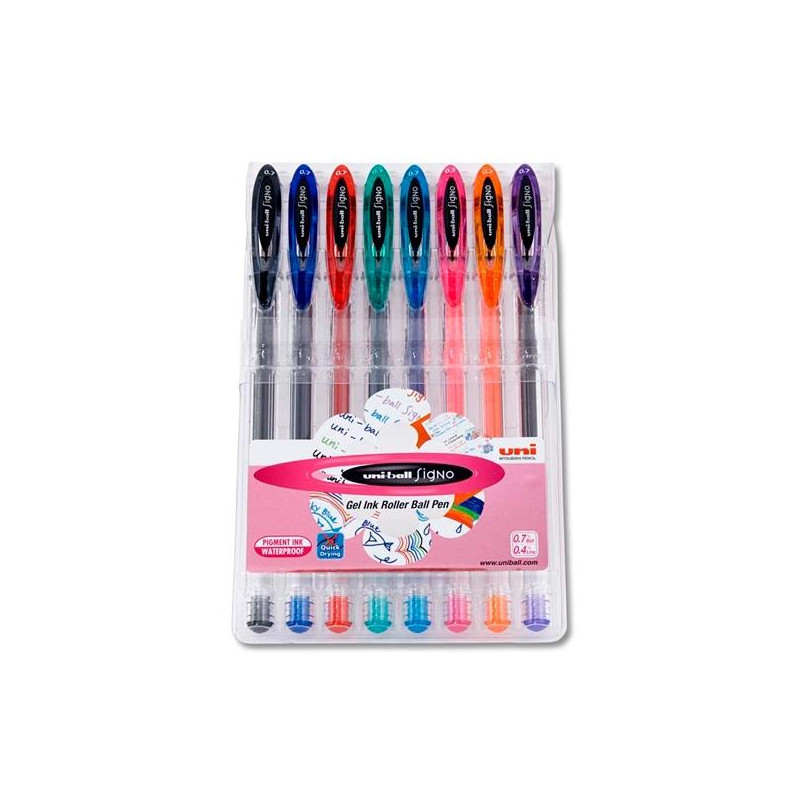 182634334 UNIBALL ROLLERBALL SIGNO UM-120 BÁSICO 0.7MM COLORES SURTIDOS ESTUCHE 8 UD