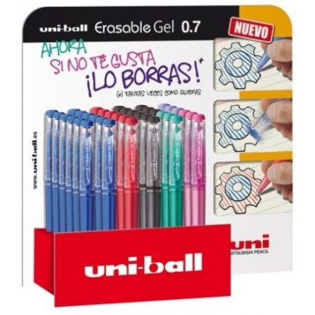 182634756 UNIBALL ROLLERBALL TINTA GEL BORRABLE UF-222/3D 0.7MM C/SURTIDOS EXPOSITOR 36 UD