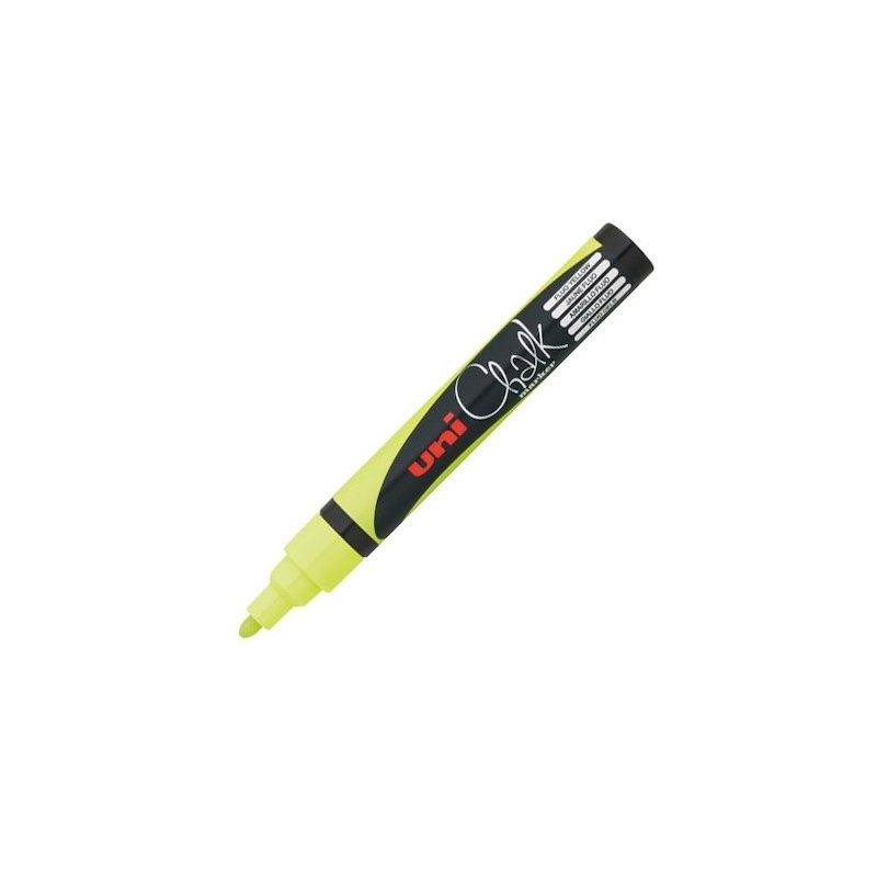 264622000 UNIBALL MARCADOR DE TIZA LÍQUIDA CHALK PWE-5M AMARILLO FLÚOR CAJA 6 UD