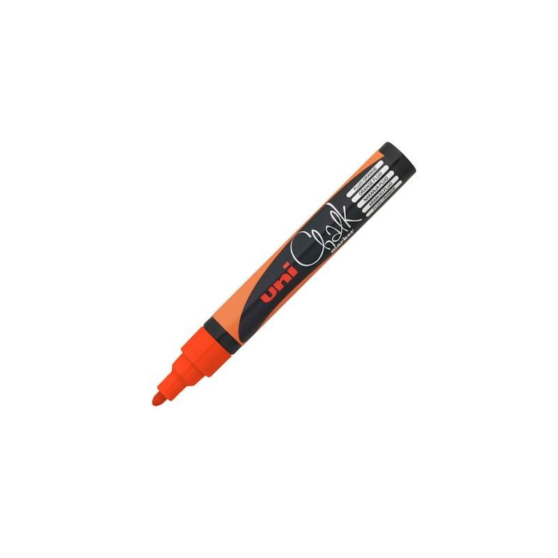 264630000/140038000 UNIBALL MARCADOR DE TIZA LÍQUIDA CHALK PWE-5M NARANJA FLÚOR CAJA 6 UD