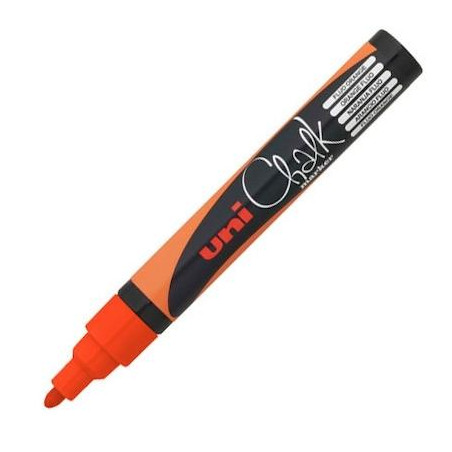 264630000/140038000 UNIBALL MARCADOR DE TIZA LÍQUIDA CHALK PWE-5M NARANJA FLÚOR CAJA 6 UD