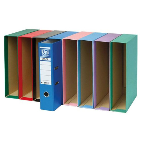 92074 UNISYSTEM CAJETÍN PARA ARCHIVADOR PALANCA COLOR 65MM FOLIO AZUL