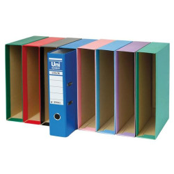 92553 UNISYSTEM CAJETÍN PARA ARCHIVADOR PALANCA COLOR 65MM FOLIO AZUL SERENA