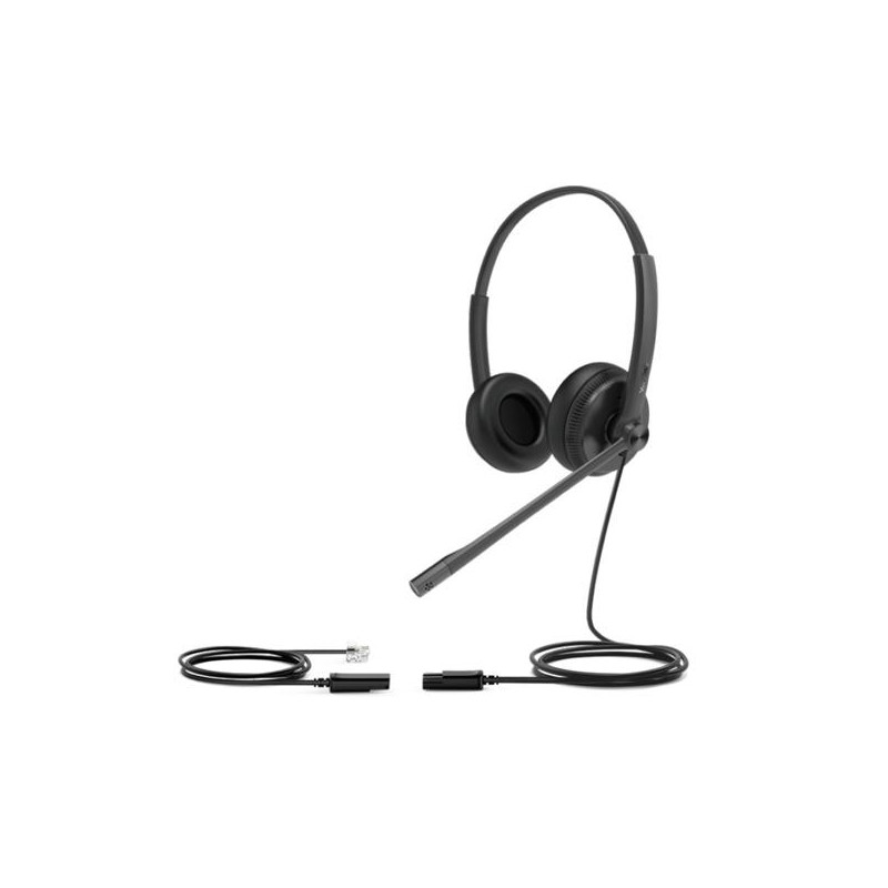 YHS34LITEDUAL YEALINK AURICULARES YHS34 LITE  DIADEMA BINAURAL C/ MICRÓFONO CABLE RJ9 NEGRO