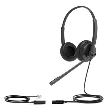 YHS34LITEDUAL YEALINK AURICULARES YHS34 LITE  DIADEMA BINAURAL C/ MICRÓFONO CABLE RJ9 NEGRO