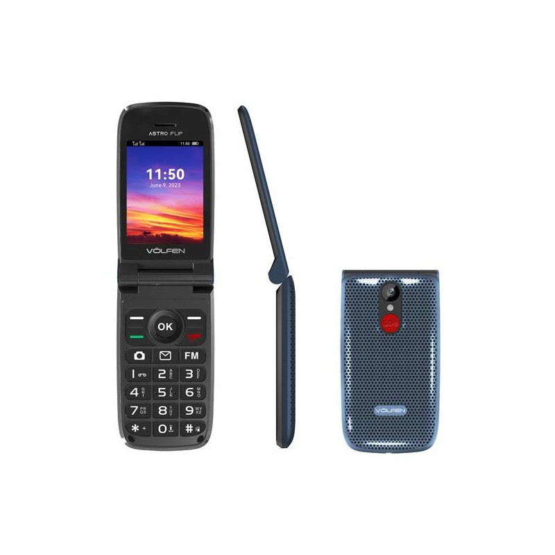 8056273063572 VOLFEN TELEFONO MOVIL ASTRO FLIP TIPO CHONCHA AZUL