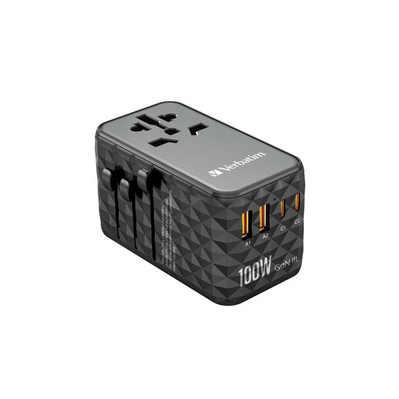 32121 VERBATIM UTA-06 ADAPTADOR  UNIVERSAL DE VIAJE CON 2 PUERTO USB-C - 2 PUERTO USB-A