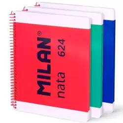 57042E80X3 MILAN CUADERNO ESPIRAL A4 80H 95GR PAUTADO 7MM TAPA DURA COLECCIÓN NATA® 624 SINCE 1918 SURTIDO PACK 3 UD