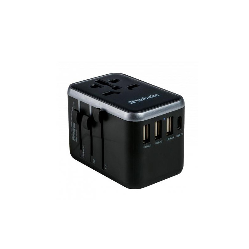 49546 VERBATIM UTA-04 ADAPTADOR  UNIVERSAL DE VIAJE CON 1 PUERTO USB-C - 3 PUERTO USB-A - 1 PUERTO USB-C