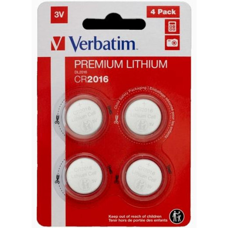 49531 VERBATIM PILAS PLANAS DE LITIO 3V - CR2016 (4 PACK)