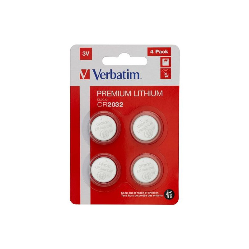 49533 VERBATIM PILAS PLANAS LITIO CR2032 (PACK 4 UDS)