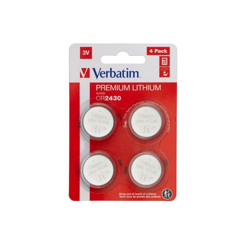 49534 VERBATIM PILAS PLANAS DE LITIO 3V - CR2430 (4 PACK)