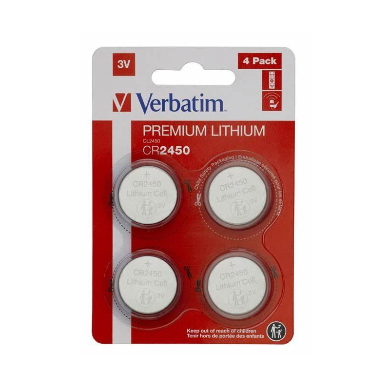 49535 VERBATIM PILAS PLANAS DE LITIO 3V - CR2450 BLISTER 4 UD