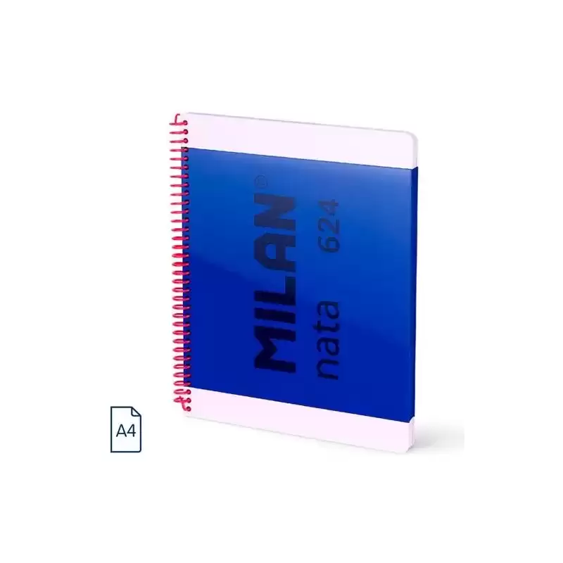 57043E80B MILAN CUADERNO ESPIRAL A4 80H 95GR 5X5MM TAPA DURA COLECCIÓN NATA® 624 SINCE 1918 AZUL