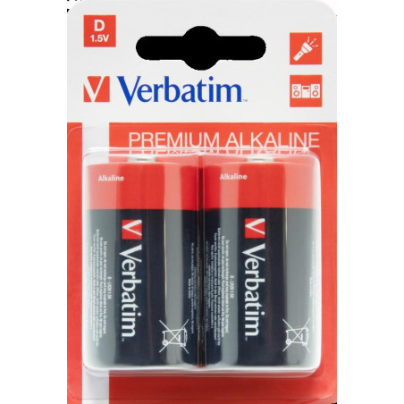 49923 VERBATIM PILAS ALCALINAS D - LR20 - PACK 2 UDS