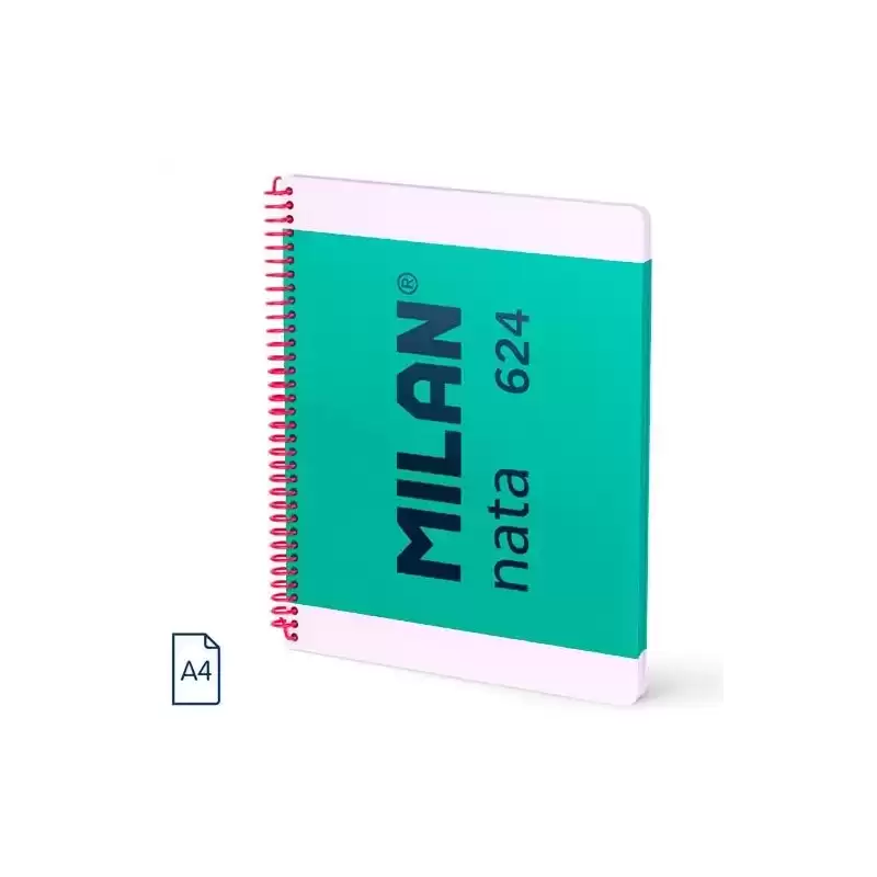 57043E80GR MILAN CUADERNO ESPIRAL A4 80H 95GR 5X5MM TAPA DURA COLECCIÓN NATA® 624 SINCE 1918 VERDE
