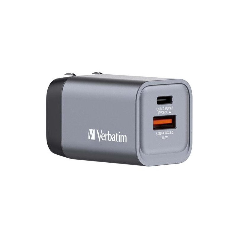 32200 VERBATIM GNC-35 CARGADOR PARED GAN 35W USB-A 3.0 Y USB-C 3.0