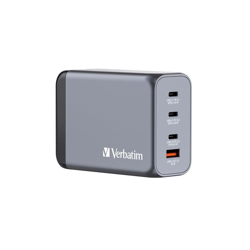 32205 VERBATIM GNC-240 CARGADOR PARED GAN 240W USB-A 3.0 Y 3XUSB-C 3.0