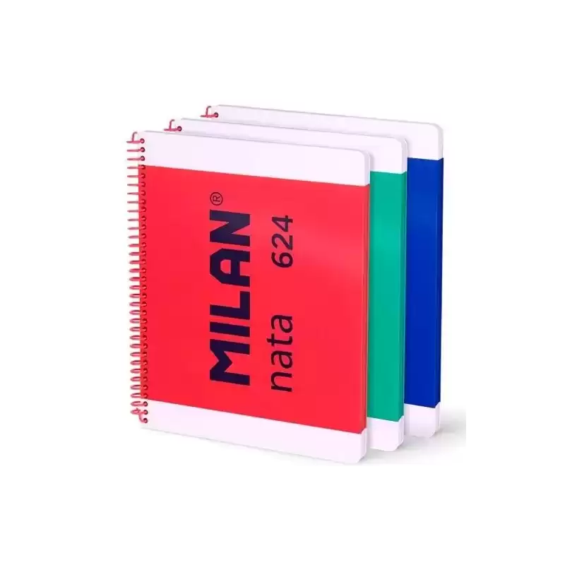 57043E80X3 MILAN CUADERNO ESPIRAL A4 80H 95GR 5X5 TAPA DURA COLECCIÓN NATA® 624 SINCE 1918 SURTIDO PACK 3 UD
