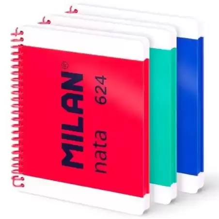 57051E80X3 MILAN CUADERNO ESPIRAL A5 80H 95GR LISO TAPA DURA COLECCIÓN NATA® 624 SINCE 1918 SURTIDO PACK 3 UD