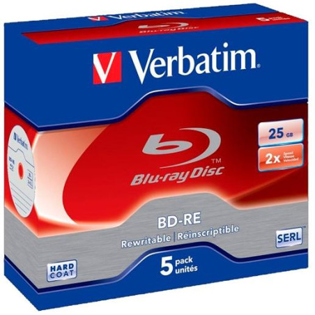 43615 VERBATIM BD-R BLU-RAY 25GB 6X SPEED DATALIFE - 5 EN CAJA JEWEL