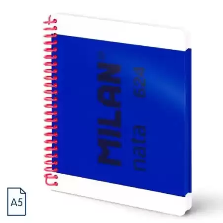 57053E80B MILAN CUADERNO ESPIRAL A5 80H 95GR 5X5MM TAPA DURA COLECCIÓN NATA® 624 SINCE 1918 AZUL