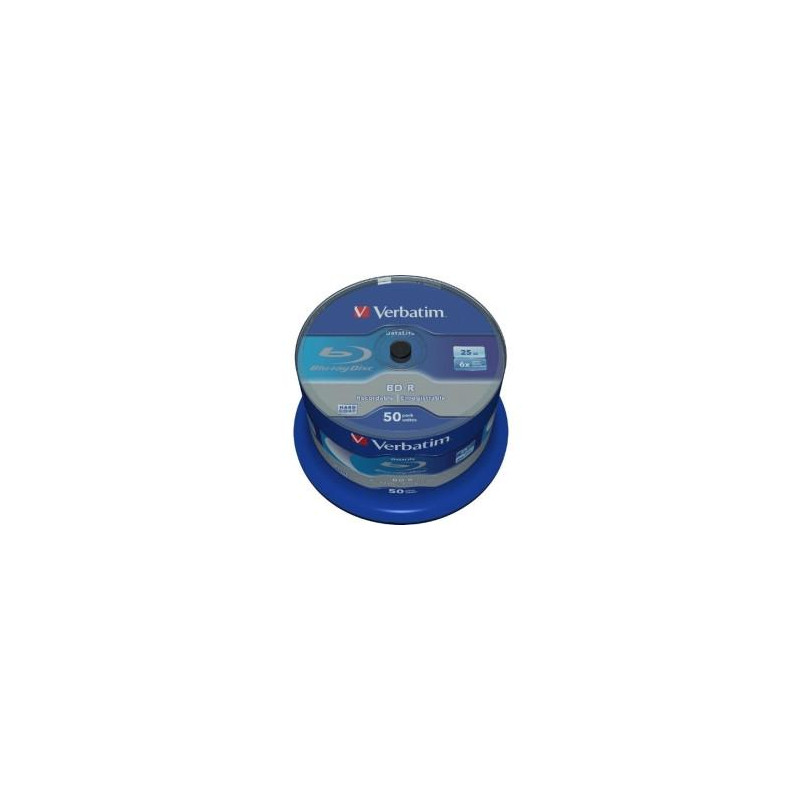 43838 VERBATIM BD-R BLU-RAY 25GB 6X SPEED DATALIFE WHITE BLUE SURFACE- 50 PACK