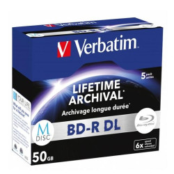 43846 VERBATIM BD-R DL MDISC BLU-RAY 50GB 6X SPEED DATALIFE WHITE BLUE SURFACE- 5 PACK