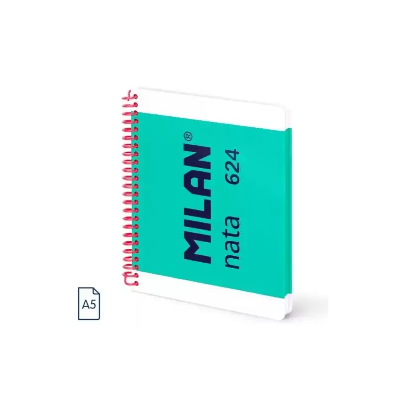 57053E80GR MILAN CUADERNO ESPIRAL A5 80H 95GR 5X5MM TAPA DURA COLECCIÓN NATA® 624 SINCE 1918 VERDE