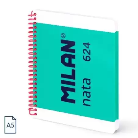 57053E80GR MILAN CUADERNO ESPIRAL A5 80H 95GR 5X5MM TAPA DURA COLECCIÓN NATA® 624 SINCE 1918 VERDE