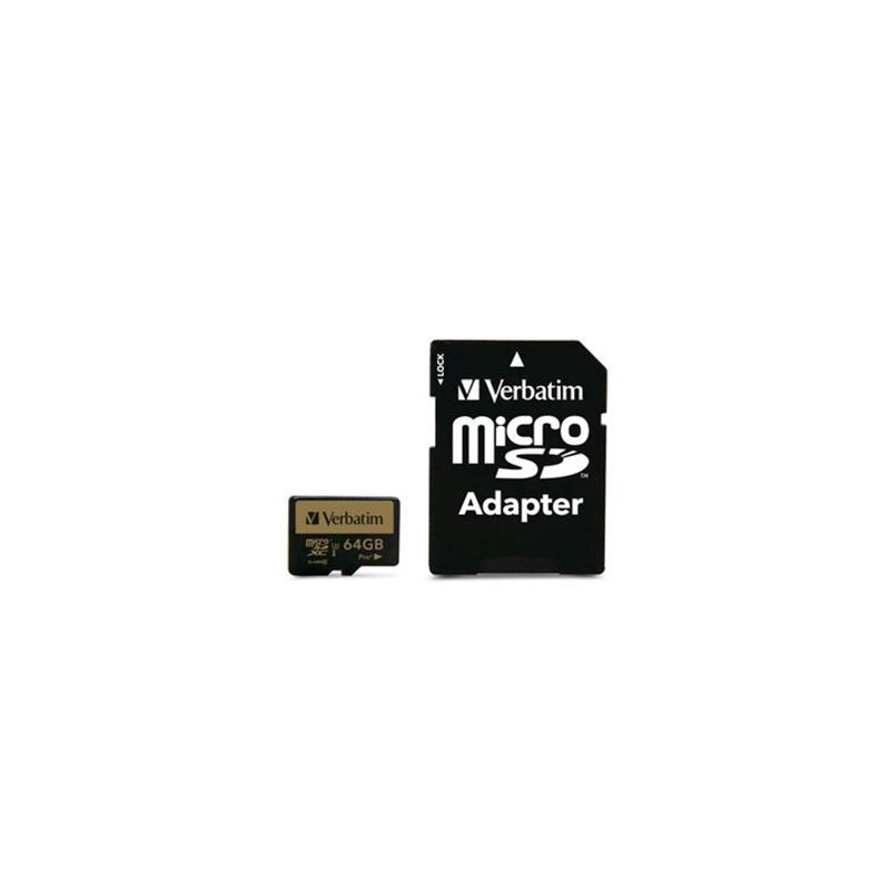 44034 VERBATIM PRO+ U3 MICRO SDXC CARD 64GB C/ADAPTADOR