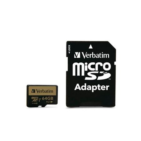 44034 VERBATIM PRO+ U3 MICRO SDXC CARD 64GB C/ADAPTADOR