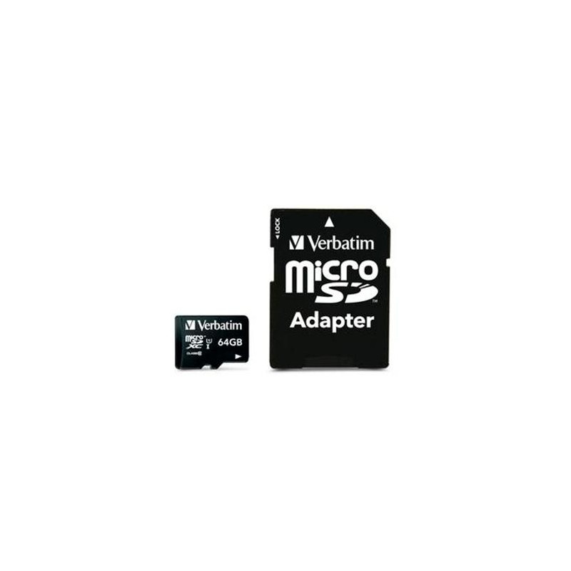 44084 VERBATIM MICRO SDHC 64GB CLASE 10 C/ADAPTADOR