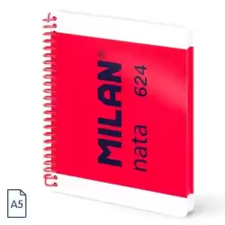 57053E80P MILAN CUADERNO ESPIRAL A5 80H 95GR 5X5MM TAPA DURA COLECCIÓN NATA® 624 SINCE 1918 ROSA