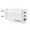 32353 VERBATIM CARGADOR PARED GAN ESSENTIALS  65W 2XUSB-C 3.0 Y 1XUSB-A BLANCO