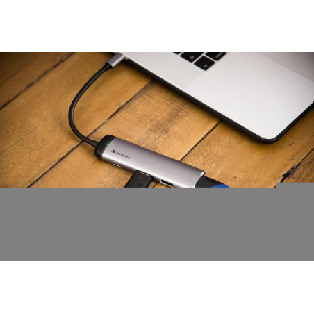 49140 VERBATIM HUB MULTIPUERTO USB-C / 2XUSB 3.0 / HDMI CARGA USB-C PLATA