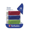 49326 VERBATIM PENDRIVE SLIDER 16GB RETRÁCTIL USB 2.0 C/SURTIDOS -MULTIPACK 3U-