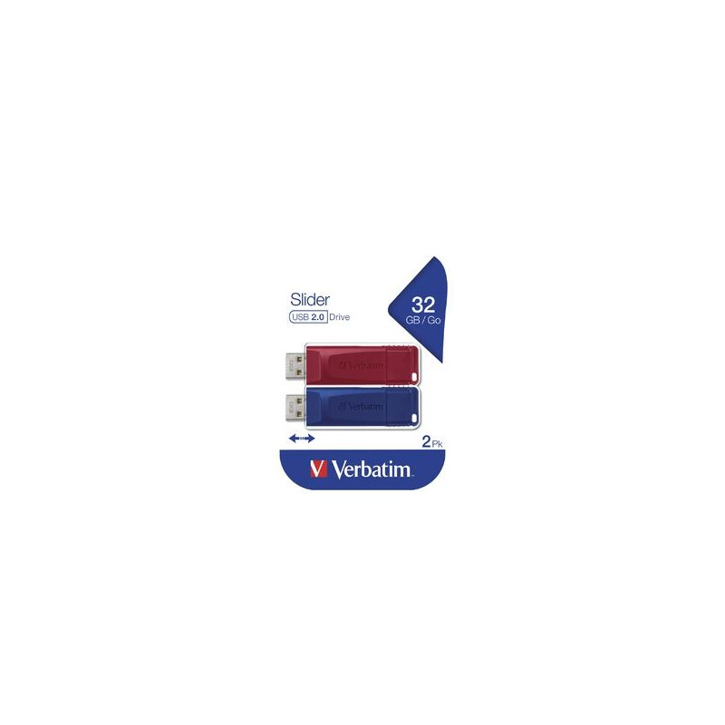 49327 VERBATIM PENDRIVE SLIDER 32GB USB 2.0 -MULTIPACK 2U-