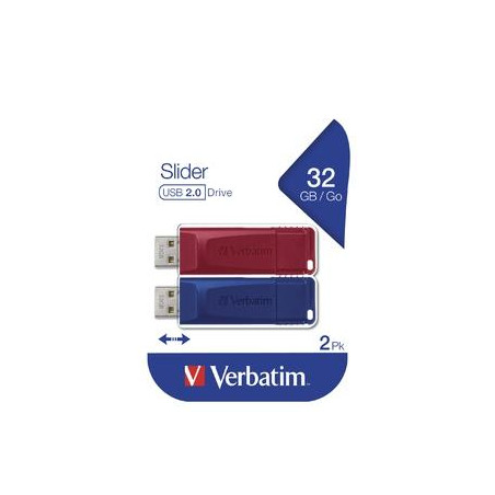 49327 VERBATIM PENDRIVE SLIDER 32GB USB 2.0 -MULTIPACK 2U-