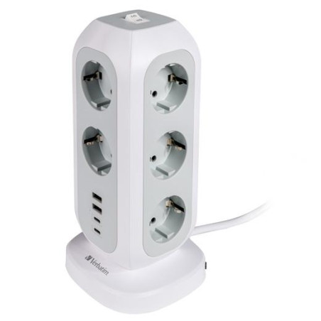 49547 VERBATIM REGLETA DE ENCHUFES CON 11 TOMAS CON INTERRUPTOR CABLE 2 M + 2 UBS-C Y 2 USB-A BLANCO