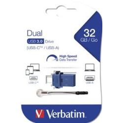 49966 VERBATIM PENDRIVE GO 32GB HIGH SPEED DUAL USB-C/USB-A 3.0